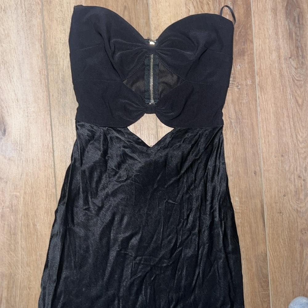 Bec & Bridge Black Strapless Cutout Satin Gown - Picture 5 of 6